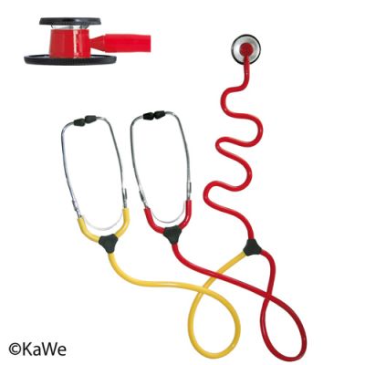 Nurse teaching Stethoscope with two binaurals